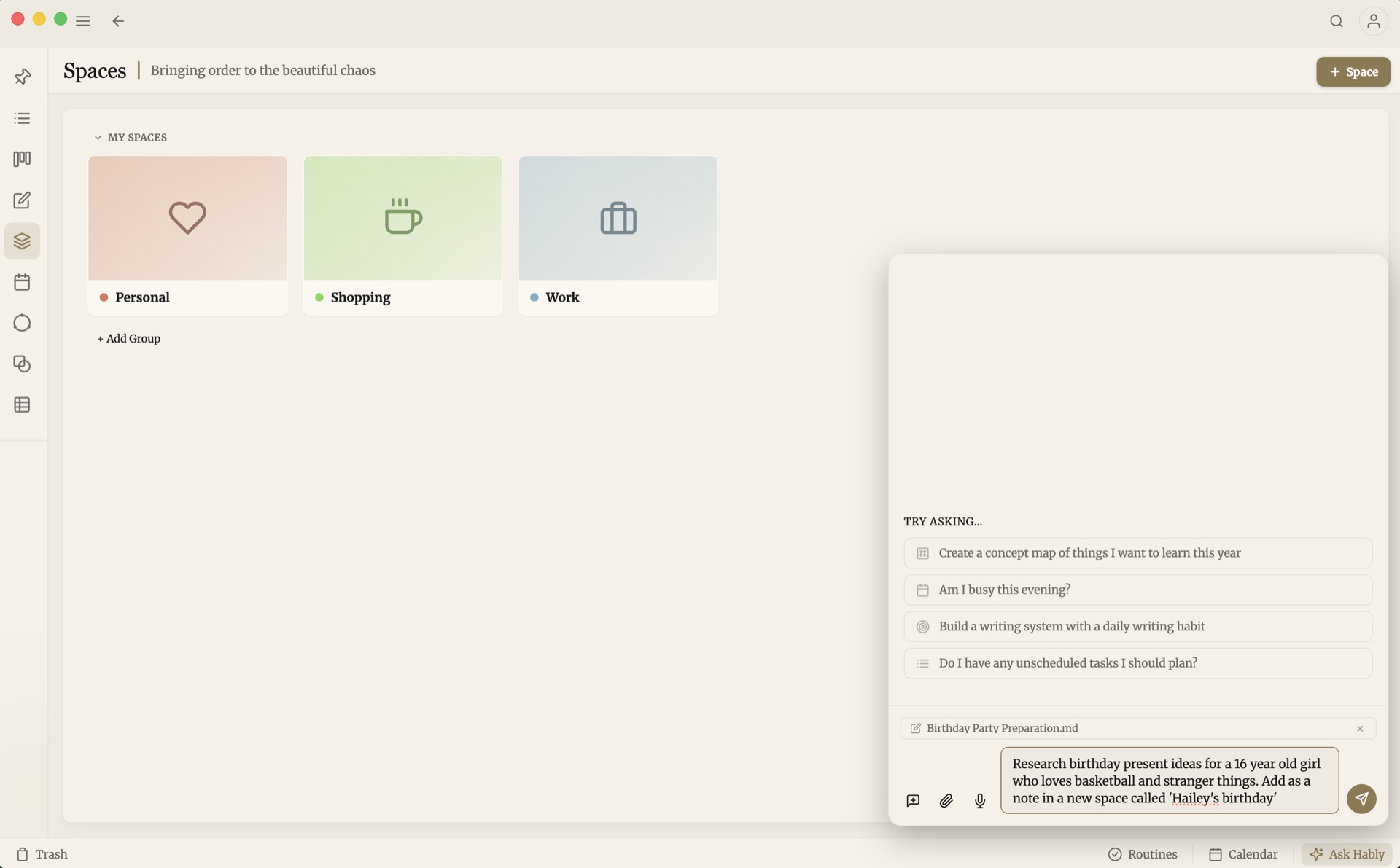 Productivities Spaces