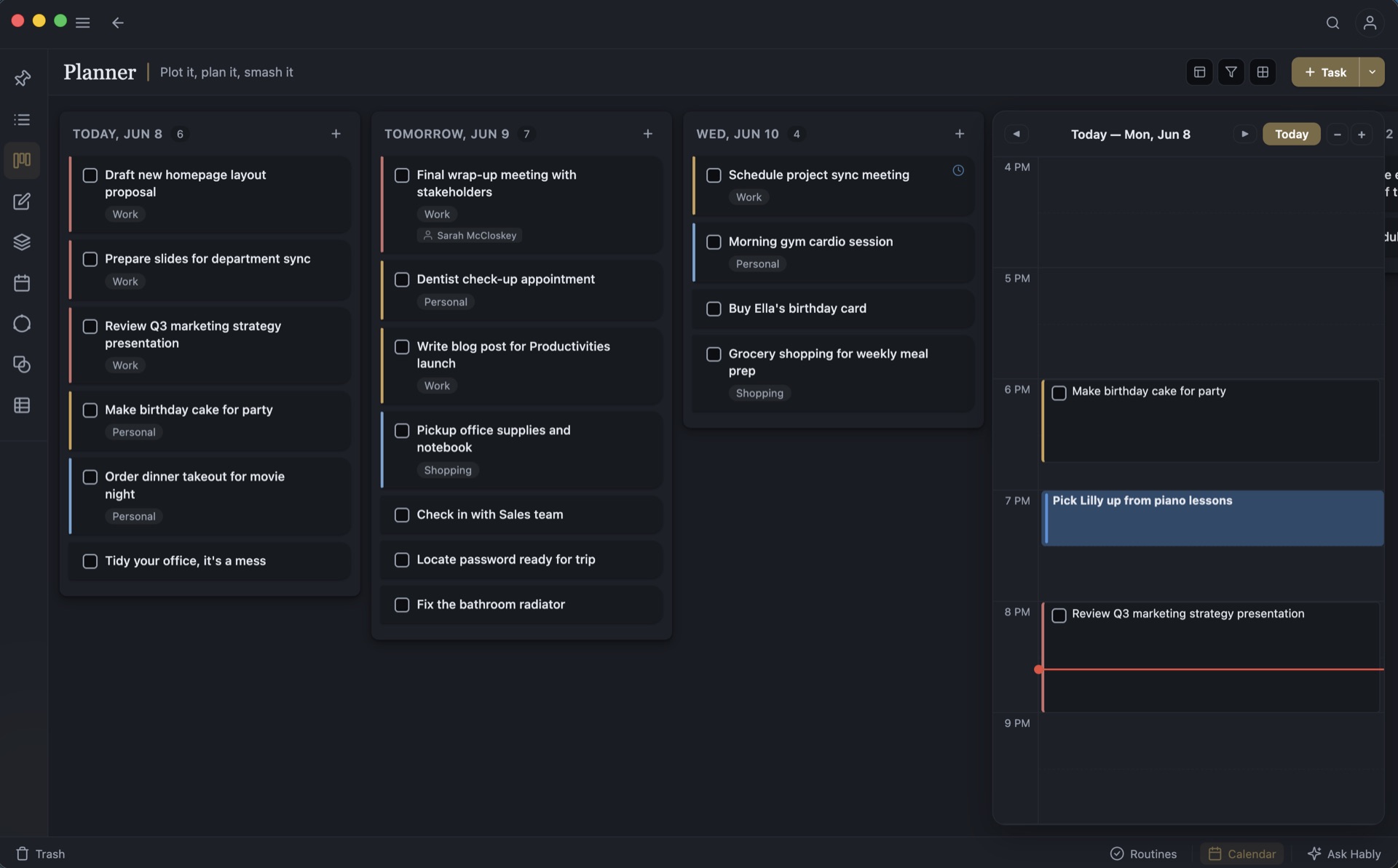 Productivities Planner (Dark)
