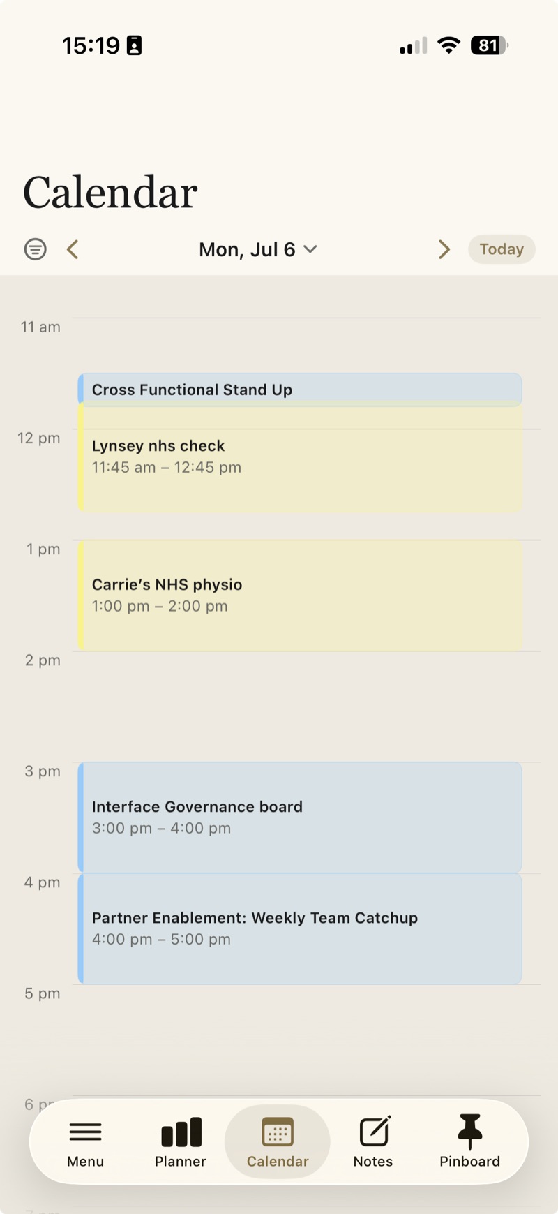 Mobile Calendar